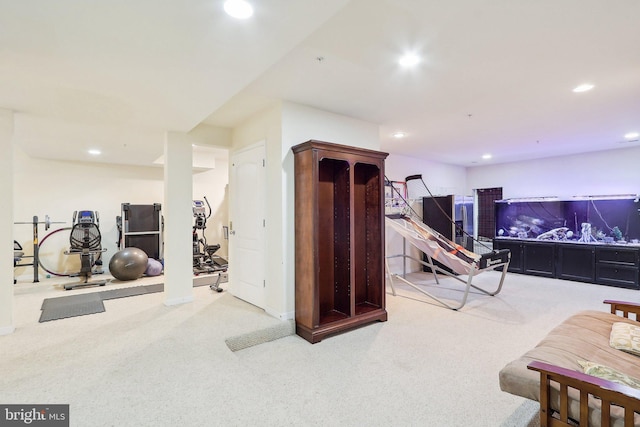 15303 Glastonbury Way, Upper Marlboro, MD 20774 - workout room with recessed lighting, carpet flooring, and baseboards