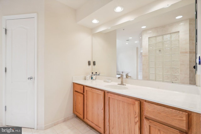 15303 Glastonbury Way, Upper Marlboro, MD 20774 - bathroom with tile patterned floors, vanity, recessed lighting, and baseboards