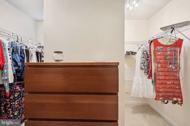 15303 Glastonbury Way, Upper Marlboro, MD 20774 - walk in closet featuring a chandelier and carpet flooring