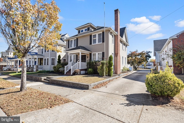 view of front facade featuring covered porch