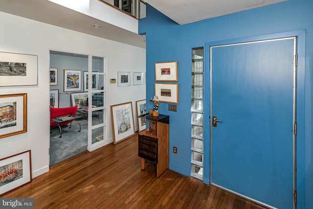 foyer entrance with dark wood-type flooring