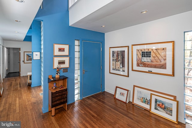 foyer with dark wood-type flooring