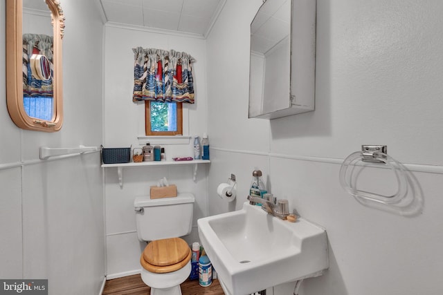 half bath featuring toilet and a sink