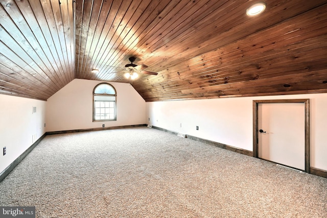 41 Howard Dr, East Berlin, PA 17316 - additional living space featuring ceiling fan, wood ceiling, baseboards, and carpet