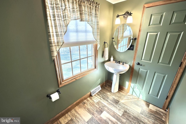 bathroom featuring wood-type flooring