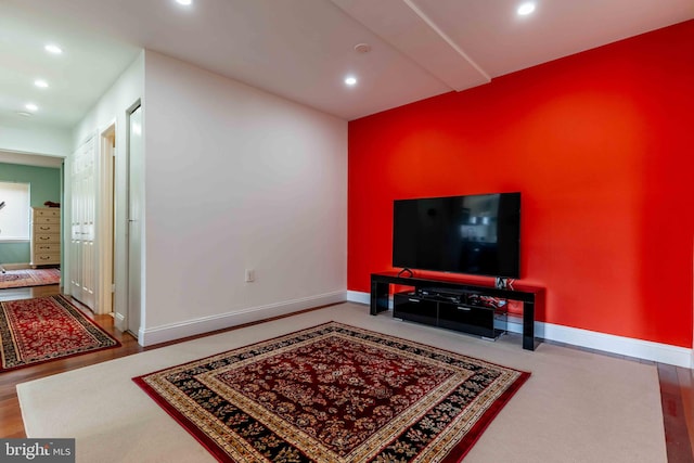 living room featuring wood-type flooring