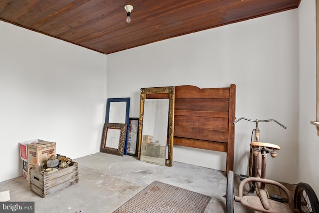 interior space with wood ceiling