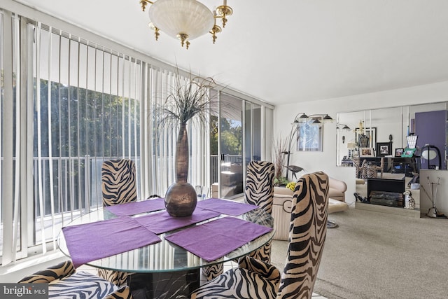 dining area with carpet flooring