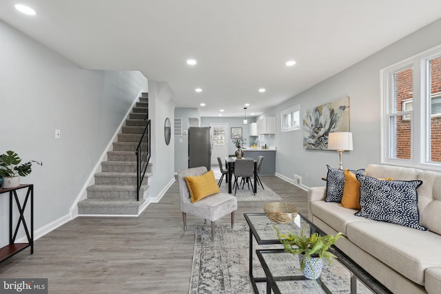 living room featuring hardwood / wood-style flooring