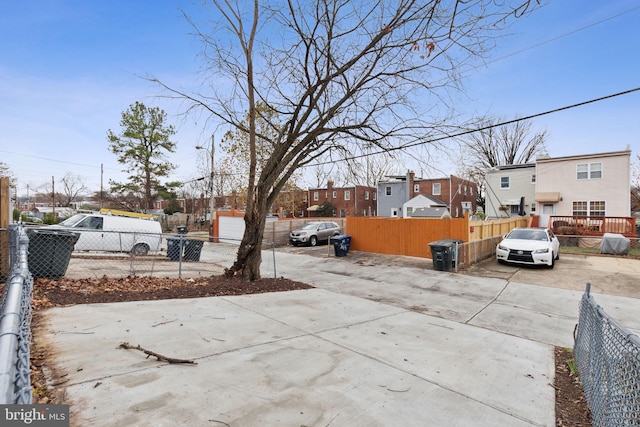 view of yard featuring a garage