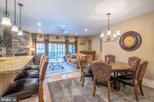 dining area with a chandelier