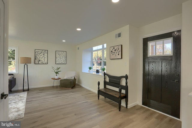 entryway with light hardwood / wood-style flooring