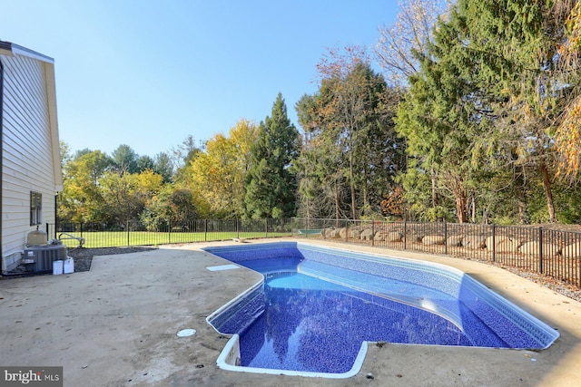 view of pool with a patio area and central AC