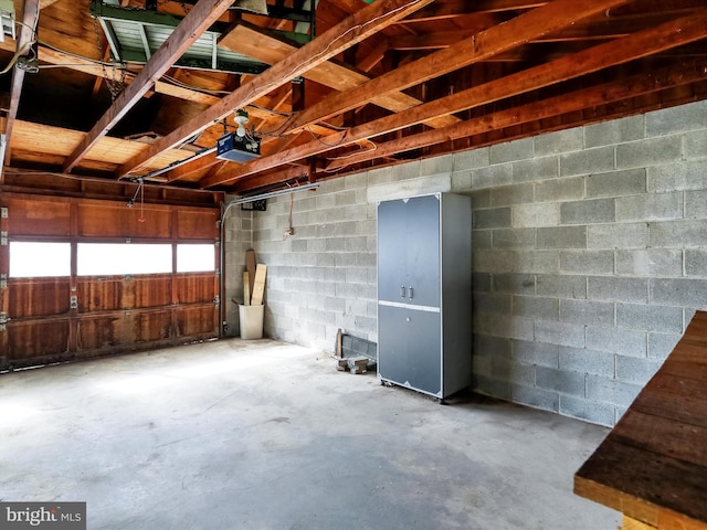 garage with a garage door opener