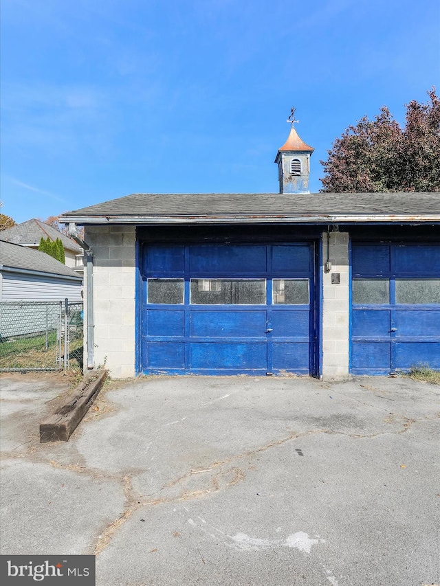 view of garage