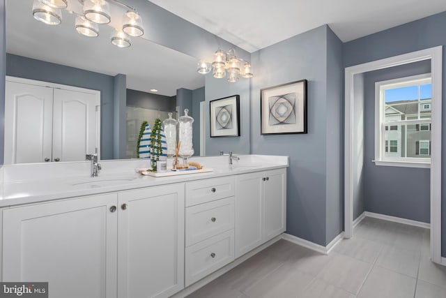 bathroom featuring vanity and tile patterned floors