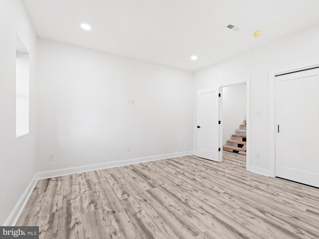 interior space with light hardwood / wood-style floors