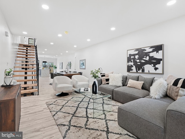 living room featuring light hardwood / wood-style flooring