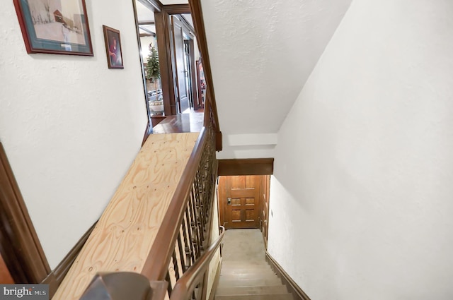 staircase featuring hardwood / wood-style flooring