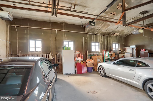 garage with a garage door opener