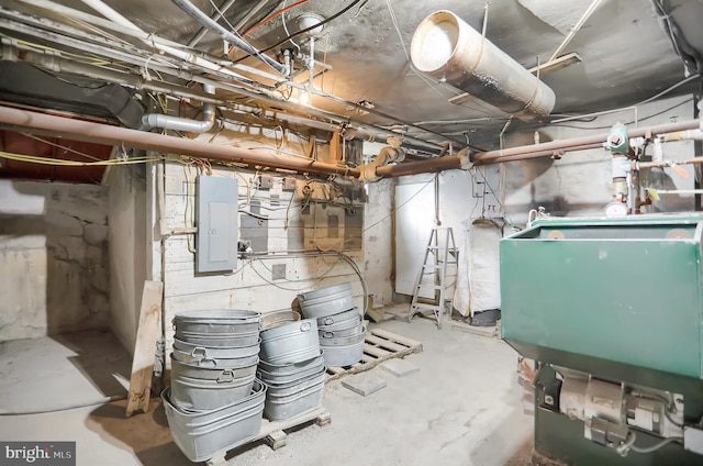 unfinished basement with electric panel