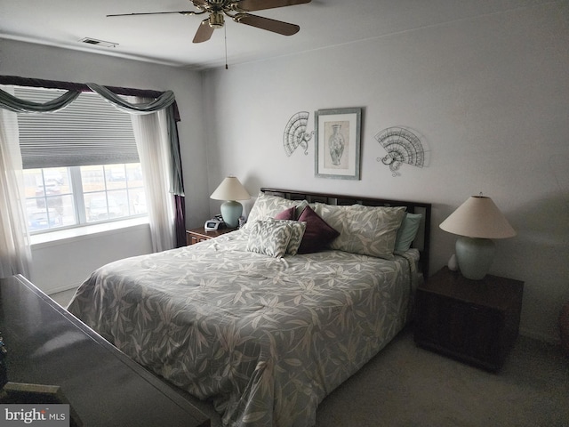 bedroom featuring ceiling fan