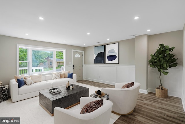 living room with wood-type flooring