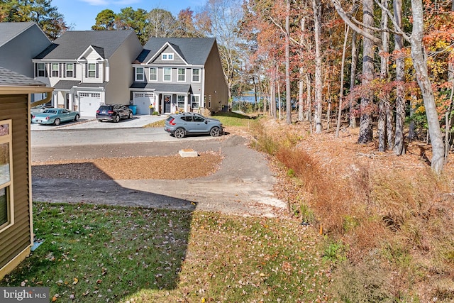 view of yard with a garage