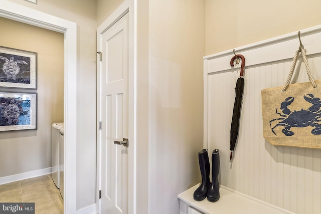 mudroom featuring light tile patterned floors