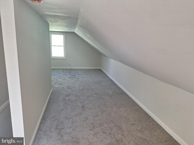 bonus room with lofted ceiling and carpet