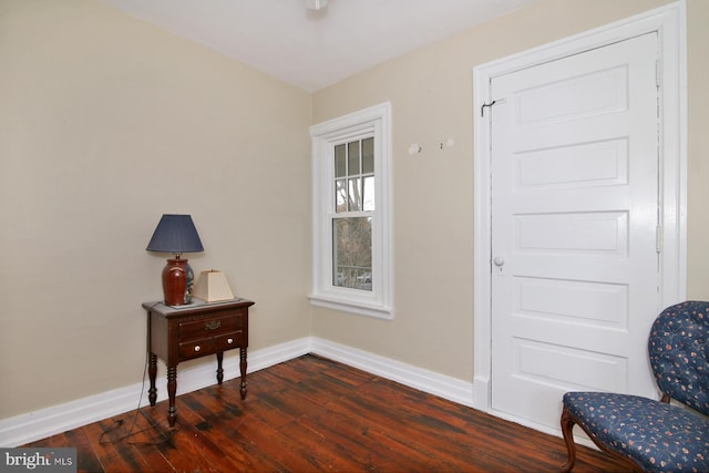 interior space with dark wood-type flooring