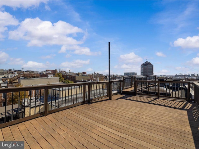 deck with a view of city