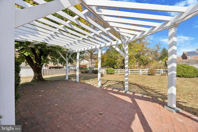 view of patio featuring a pergola