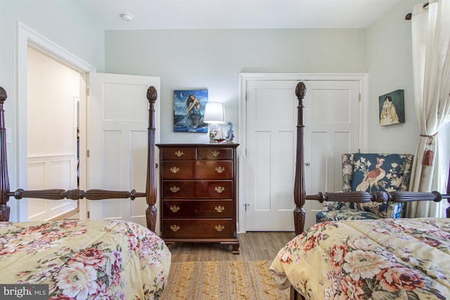 bedroom with light wood-type flooring