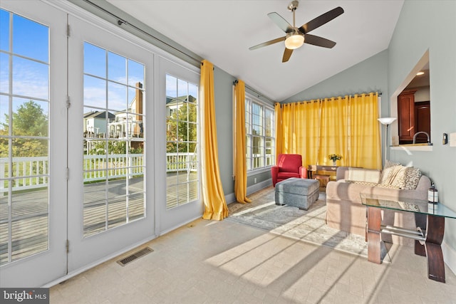 20069 Forest Farm Ln, Ashburn, VA 20147 - interior space featuring lofted ceiling, baseboards, french doors, and visible vents