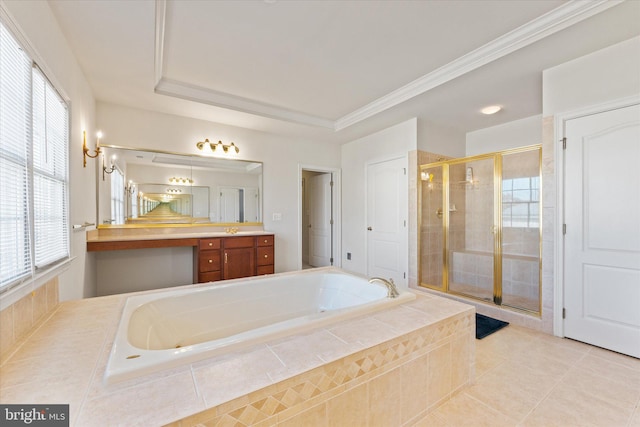 20069 Forest Farm Ln, Ashburn, VA 20147 - full bath with a shower stall, tile patterned flooring, plenty of natural light, and a bath