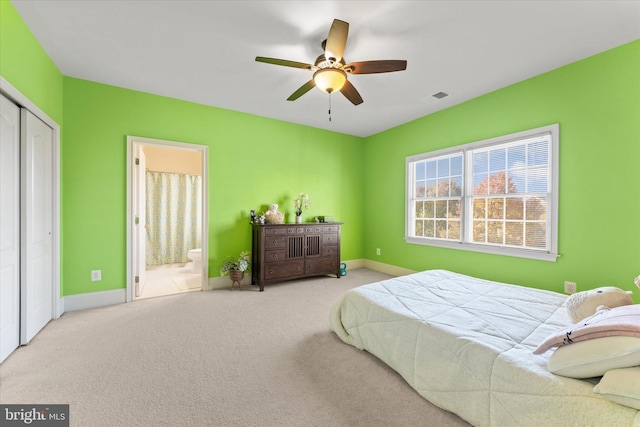 20069 Forest Farm Ln, Ashburn, VA 20147 - bedroom with a closet, visible vents, carpet floors, connected bathroom, and baseboards