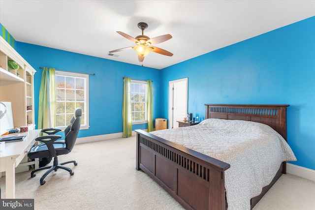 20069 Forest Farm Ln, Ashburn, VA 20147 - bedroom featuring light colored carpet, baseboards, ceiling fan, and visible vents