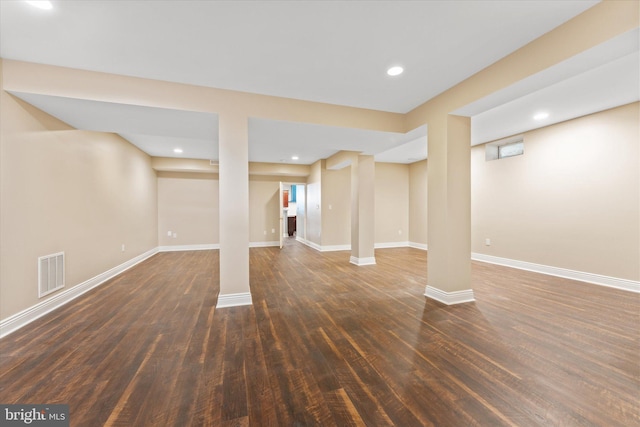 20069 Forest Farm Ln, Ashburn, VA 20147 - finished below grade area featuring baseboards, recessed lighting, visible vents, and dark wood-style floors