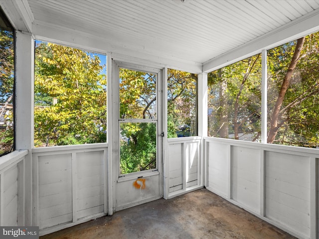 view of unfurnished sunroom