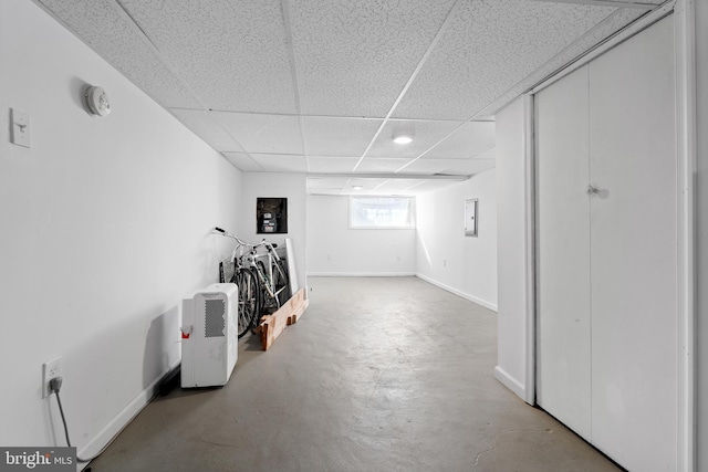 basement with a drop ceiling