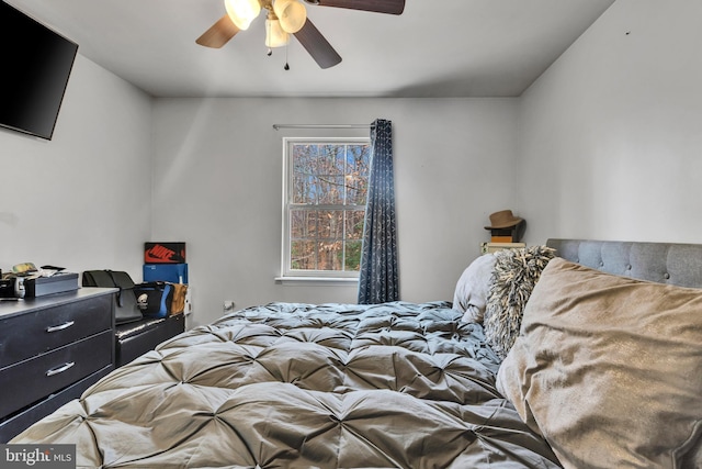 bedroom featuring ceiling fan