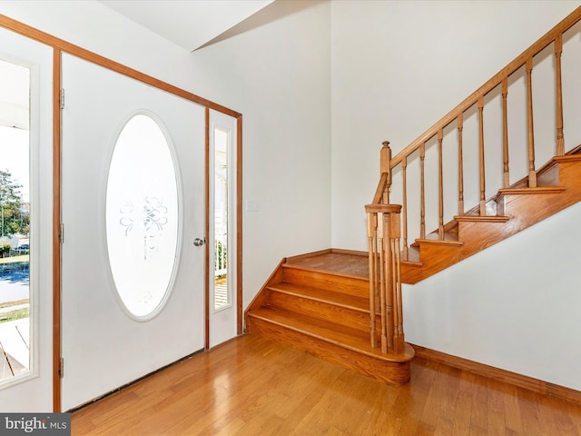 entryway with light wood-type flooring