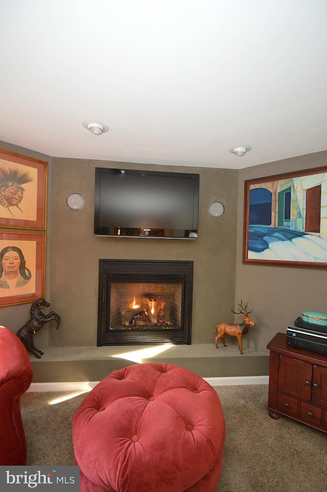 living room with carpet flooring