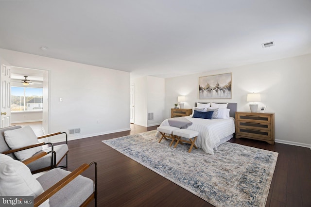 bedroom featuring dark hardwood / wood-style flooring