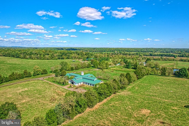 aerial view featuring a rural view