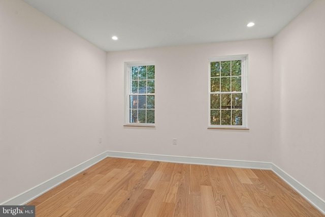 empty room with light hardwood / wood-style floors and a wealth of natural light