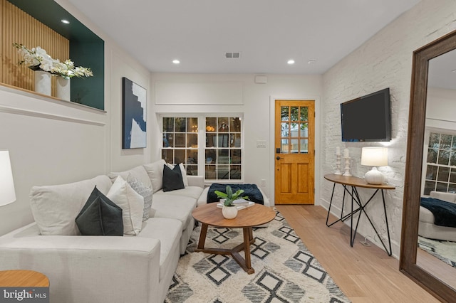 living room featuring light hardwood / wood-style flooring