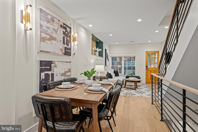 dining area featuring light hardwood / wood-style floors