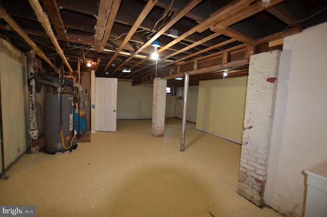 basement with water heater